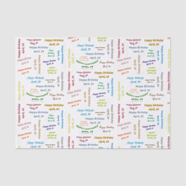 April, 24 Birthday Tissue Paper (Front)