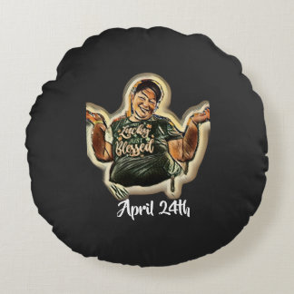 April 24th round pillow