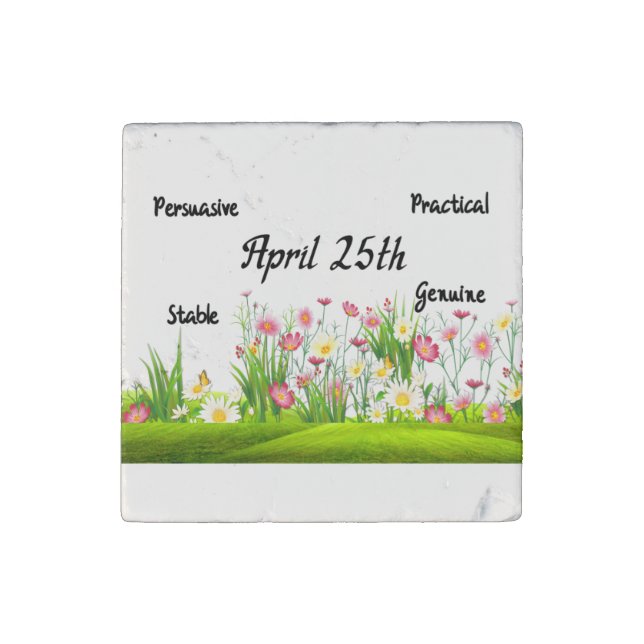 April 25th Birthdate Personality Marble Magnet (Front)