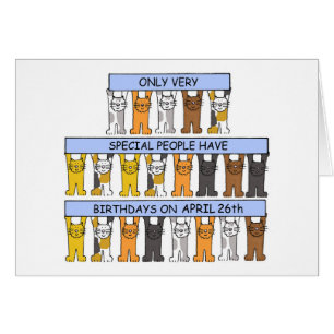 April 26th Birthday Cute Cartoon Cats Cards