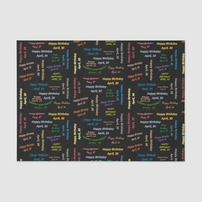 April, 30 Birthday Tissue Paper (Front)