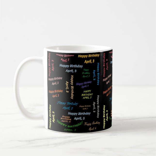 April, 3 Birthday Mug (Left)