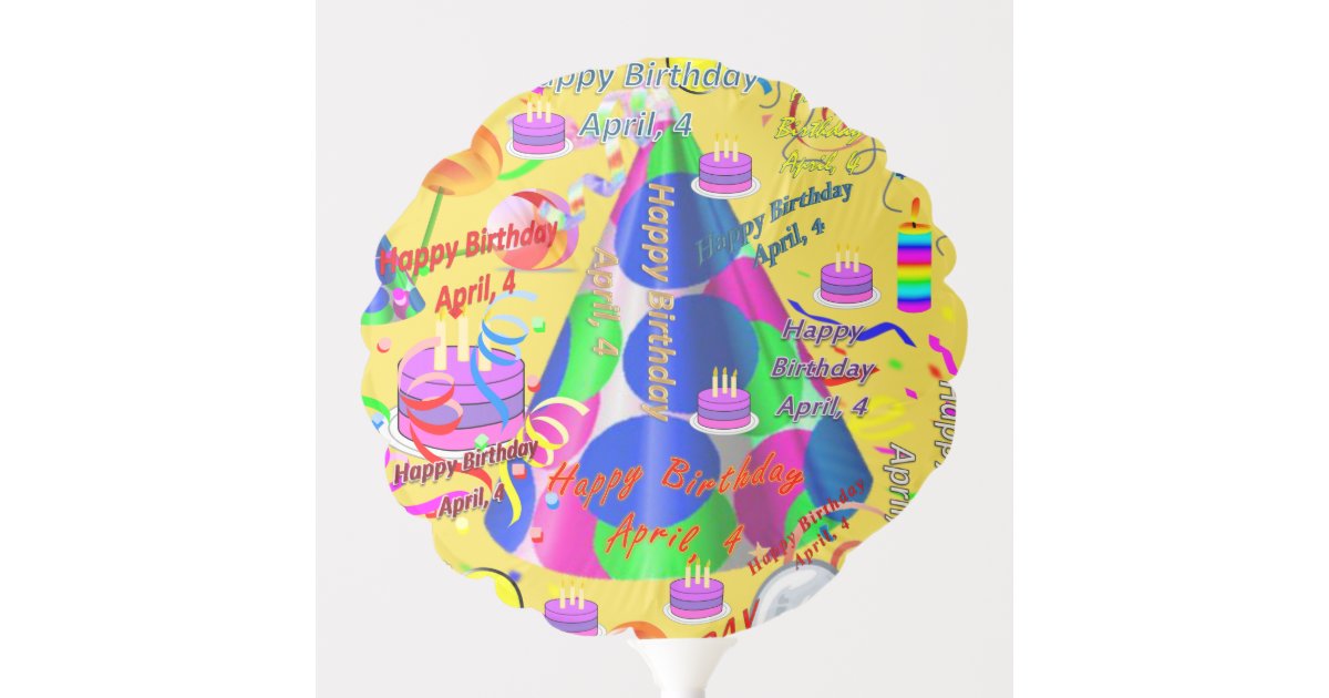April, 4 Happy Birthday Balloons | Zazzle