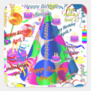 April, 9 Kids Birthday Stickers