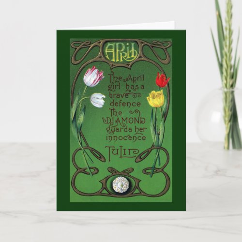 April Art Nouveau Birthday with Tulips Card
