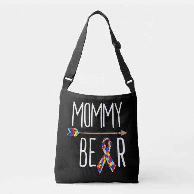 April Autism Awareness Mommy Bear Crossbody Bag (Front)