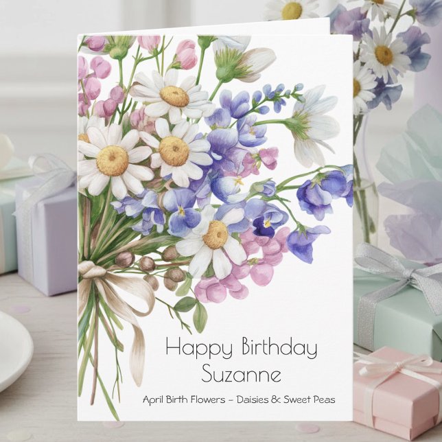 April Birth Flower Birthday Card | Daisies (Creator Uploaded)