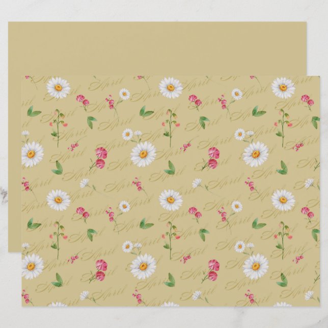 April Birth Flower Daisy Sweet Pea Scrapbook Paper (Front/Back)