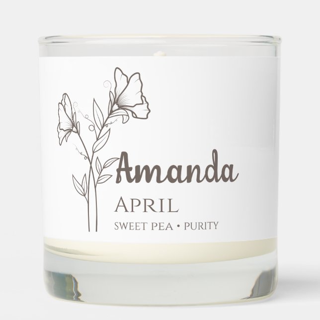 April Birth Flower Personalized Gift For Women Scented Candle (Front)