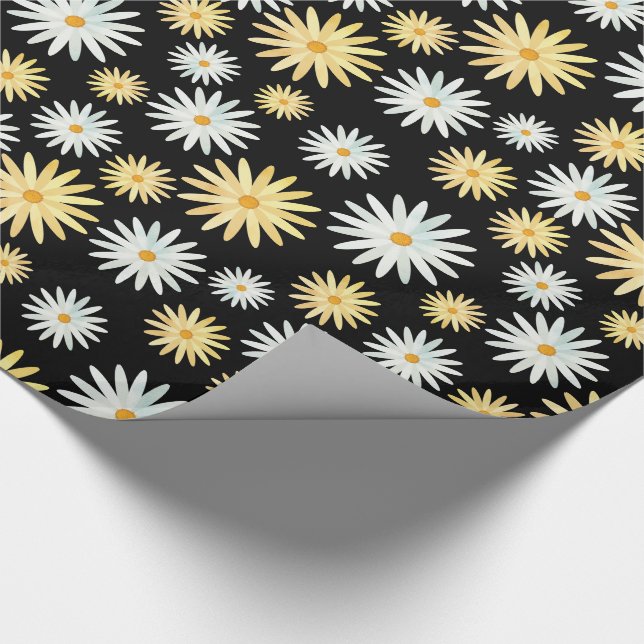 April Birth Flower Watercolour Daisies Pattern Wrapping Paper (Corner)