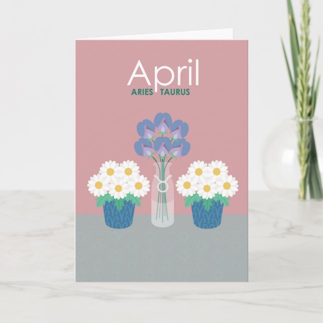 April Birth Flowers Greeting Card (Front)