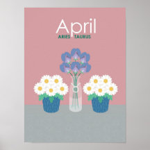 April- Birth Flowers & Zodiac Symbols