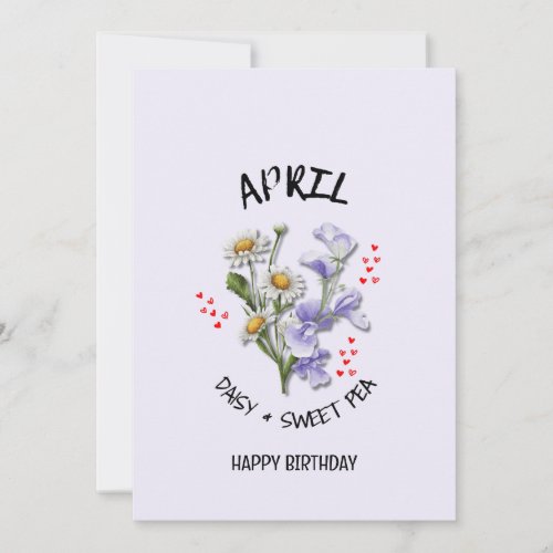 APRIL Birth Month Flower Birthday Card