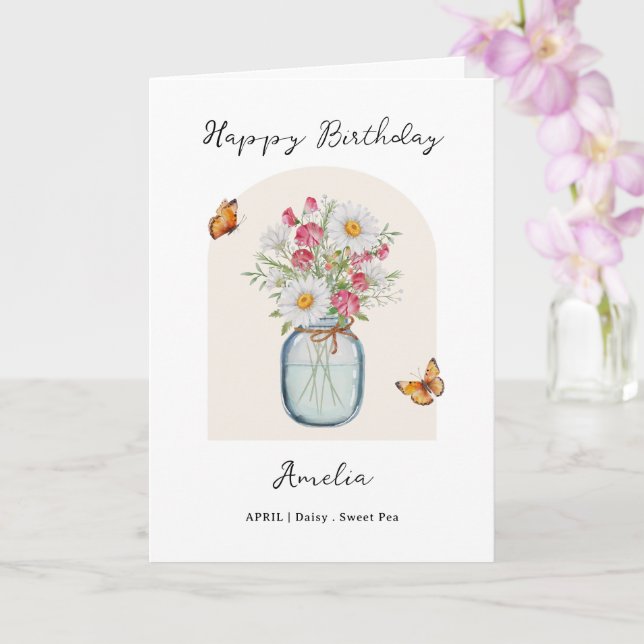 April Birth Month Flower Birthday Card (Orchid)