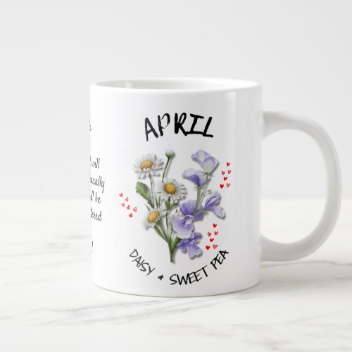 APRIL Birth Month Flower Christian Custom Name Giant Coffee Mug