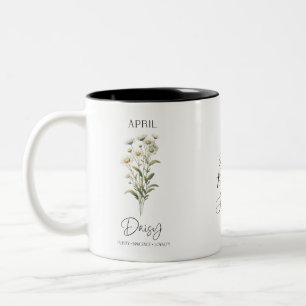 April Birth Month Flower Daisy Birthday Gift Her Two-Tone Coffee Mug