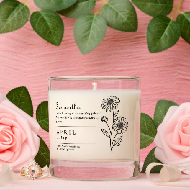 April Birth Month Flower Daisy Birthday Gift Scented Candle (Wedding)