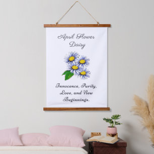 April Birth Month Flower Daisy Fresh and Simple Hanging Tapestry