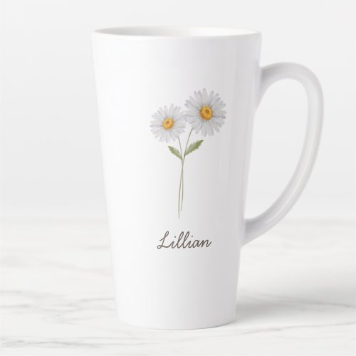 April Birth Month Flower Daisy Latte Mug