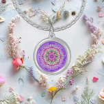 April Birth Month Flower Daisy Sweet Pea Custom Silver Plated Necklace<br><div class="desc">Celebrate the natural beauty of spring with this captivating custom personalized April birth month flower necklace. Featuring my exclusive serene mandala design showcasing the delicate daisies and sweet peas, this necklace is a stunning celebration of your birth month Embrace the tranquil, zen-inspired aesthetic of this necklace and let it remind...</div>