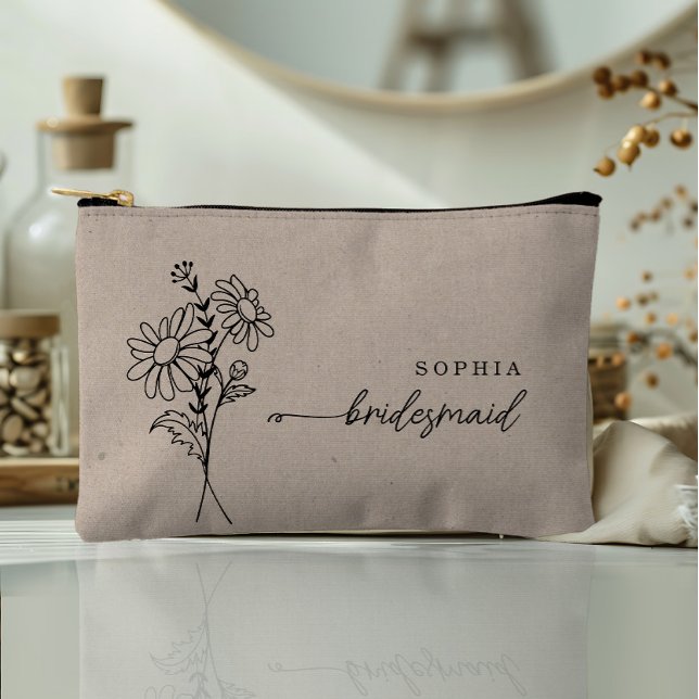 April Birth Month Flower Personalized Bridesmaid Accessory Pouch (Creator Uploaded)