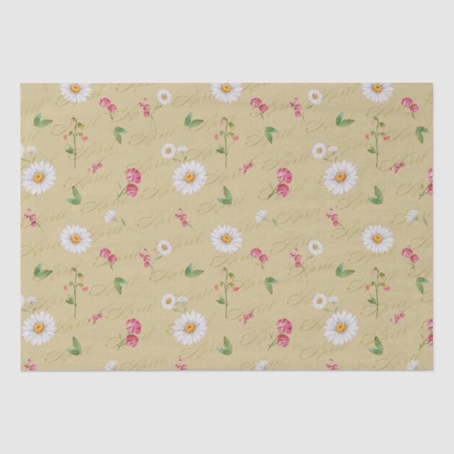April Birth Month Flowers Daisy Sweet Pea  Tissue Paper (Front)
