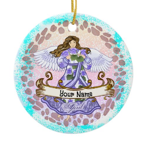 April Birthday Angel Ceramic Ornament