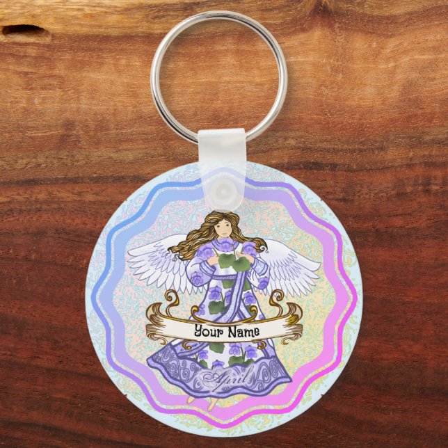 April Birthday Angel Keychain (Front)