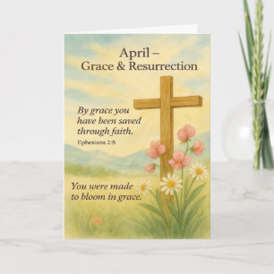April Birthday Bible Verse Cross and Resurrection Holiday Card