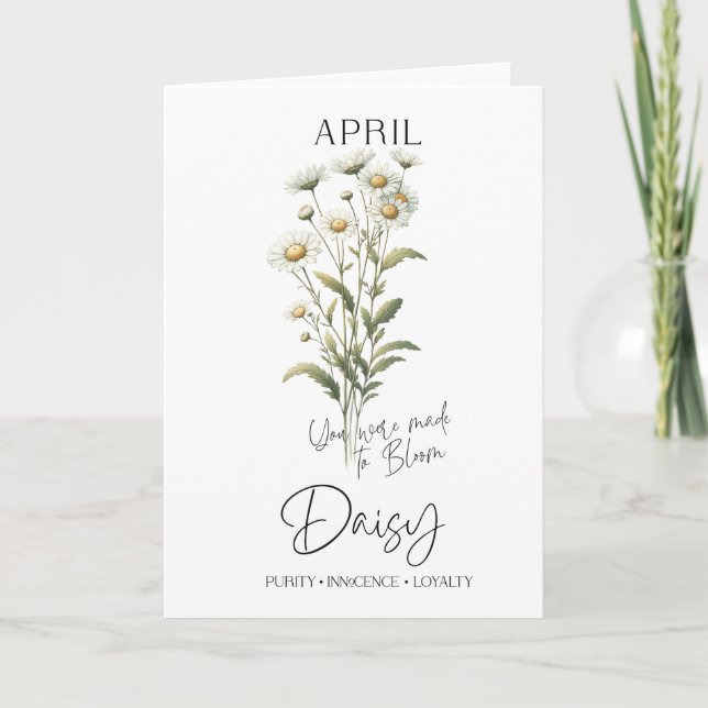 April Birthday Birth Month Flower Daisy Card (Front)