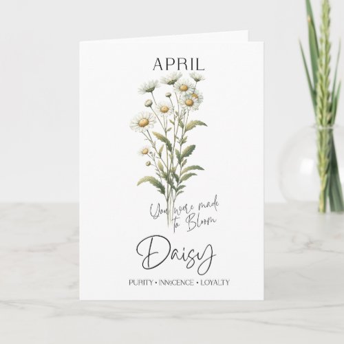 April Birthday Birth Month Flower Daisy Card