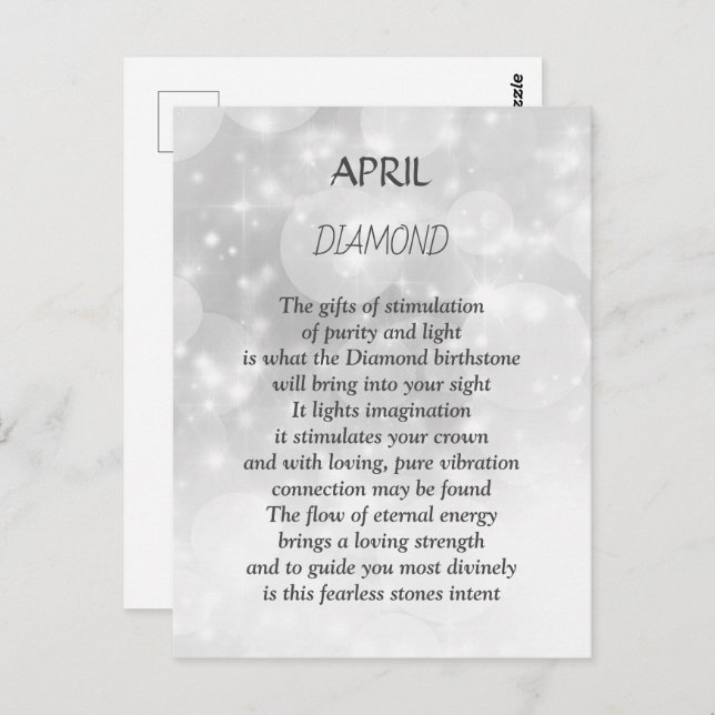 April Birthday Birthstone Diamond  Postcard (Front/Back)