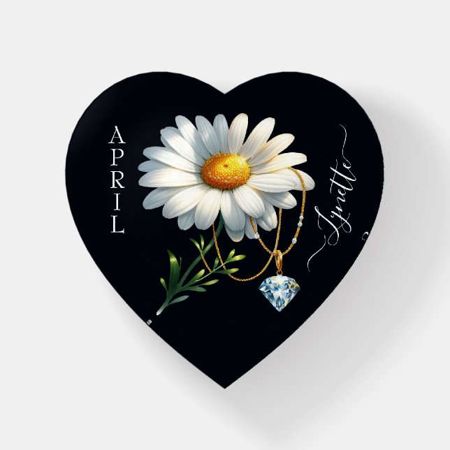 April Birthstone and Daisy Flower Paperweight (Front)