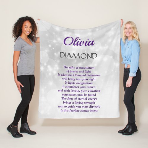 April Birthstone Diamond design  Fleece Blanket
