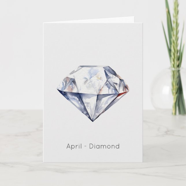 April Birthstone Diamond Happy Birthday Card (Front)