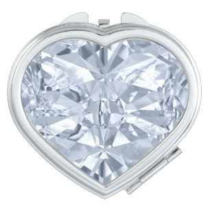 April birthstone diamond heart compact mirror