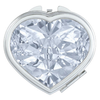 April birthstone diamond heart compact mirror