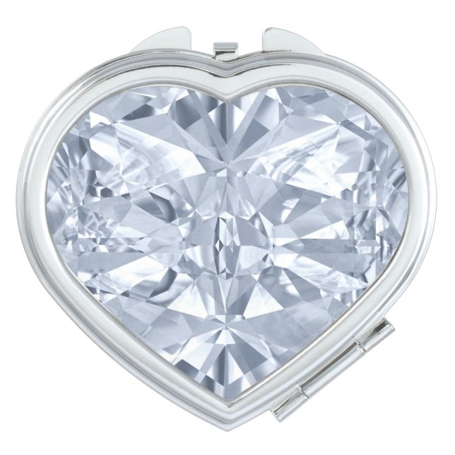 April birthstone diamond heart compact mirror (Front)