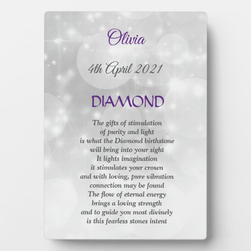 April Birthstone Diamond Plaque with Easel