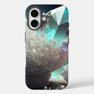 April Birthstone Diamond Quartz Crystal Pearls iPhone 16 Case
