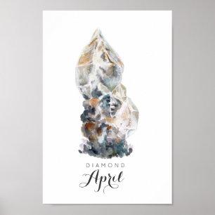 April Birthstone - Diamond Watercolor Poster