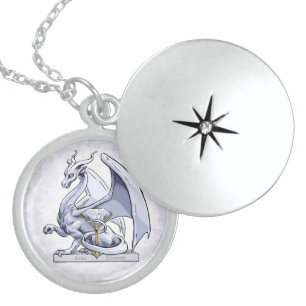 April Birthstone Dragon: Diamond Locket Necklace
