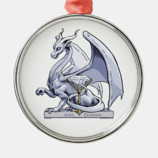 April Birthstone Dragon: Diamond Metal Ornament
