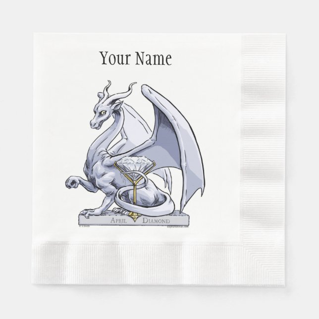 April Birthstone Dragon: Diamond Napkins (Front)