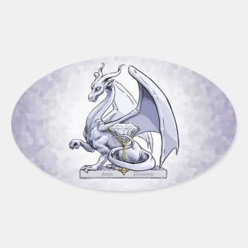 April Birthstone Dragon Diamond Oval Sticker