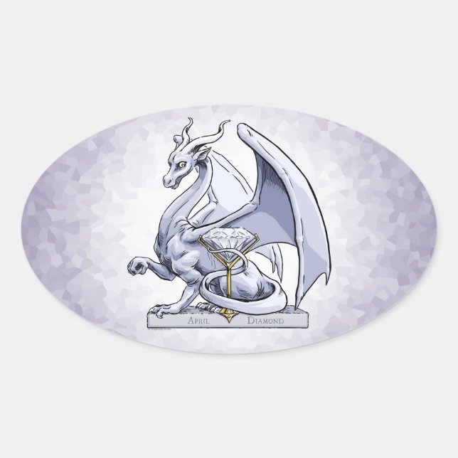 April Birthstone Dragon: Diamond Oval Sticker (Front)