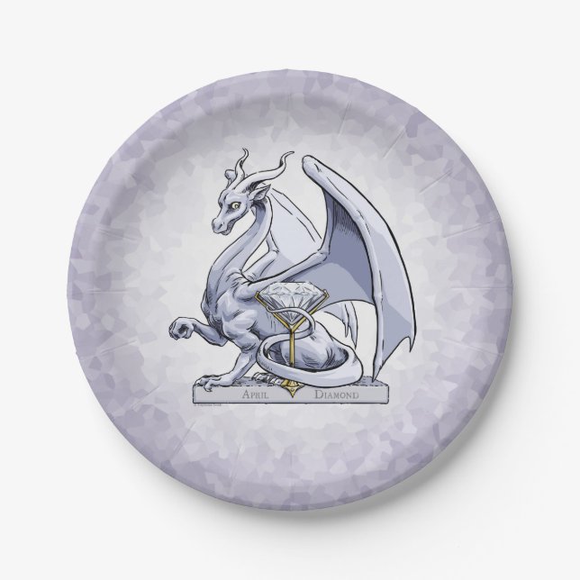 April Birthstone Dragon: Diamond Paper Plates (Front)