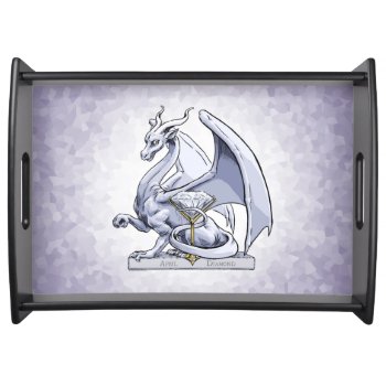 April Birthstone Dragon: Diamond Serving Tray by critterwings at Zazzle