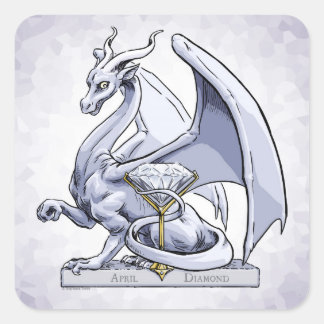 April Birthstone Dragon: Diamond Square Sticker