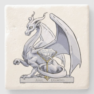 April Birthstone Dragon: Diamond Stone Coaster